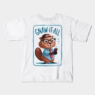 Gnaw it all- Nerd Beaver Funny Kids T-Shirt